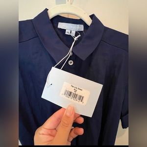 Hill House | Dresses | Nwt Hillhouse Navy Blue Linen Button Up Dress ...
